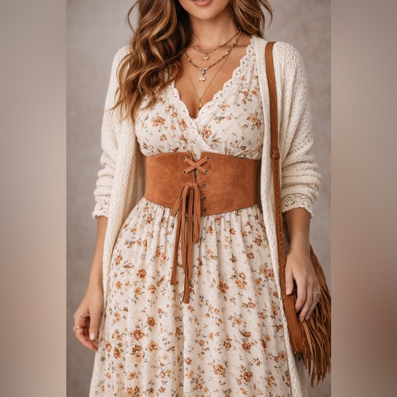 New York & Company Accessories - New York & Company Lace-Up Corset Belt — M/L — Stretch